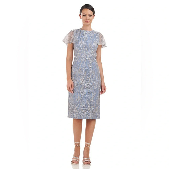 JS Collections Women's Meadow Cocktail Dress color denim bark Sz : 4 - Picture 1 of 14